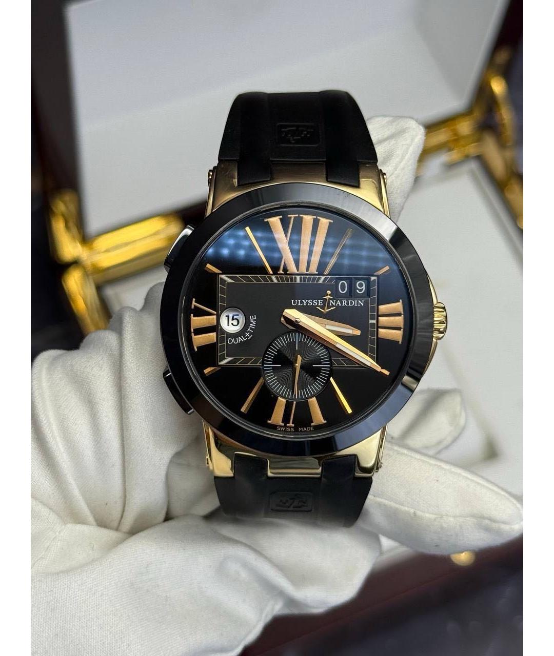 Ulysse Nardin Черные часы из розового золота, фото 2