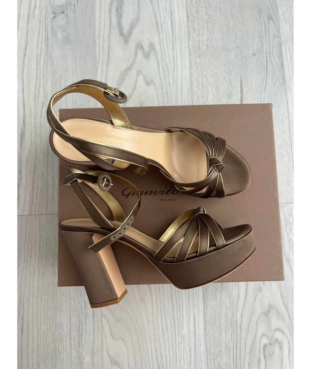 GIANVITO ROSSI Коричневые текстильные босоножки, фото 6