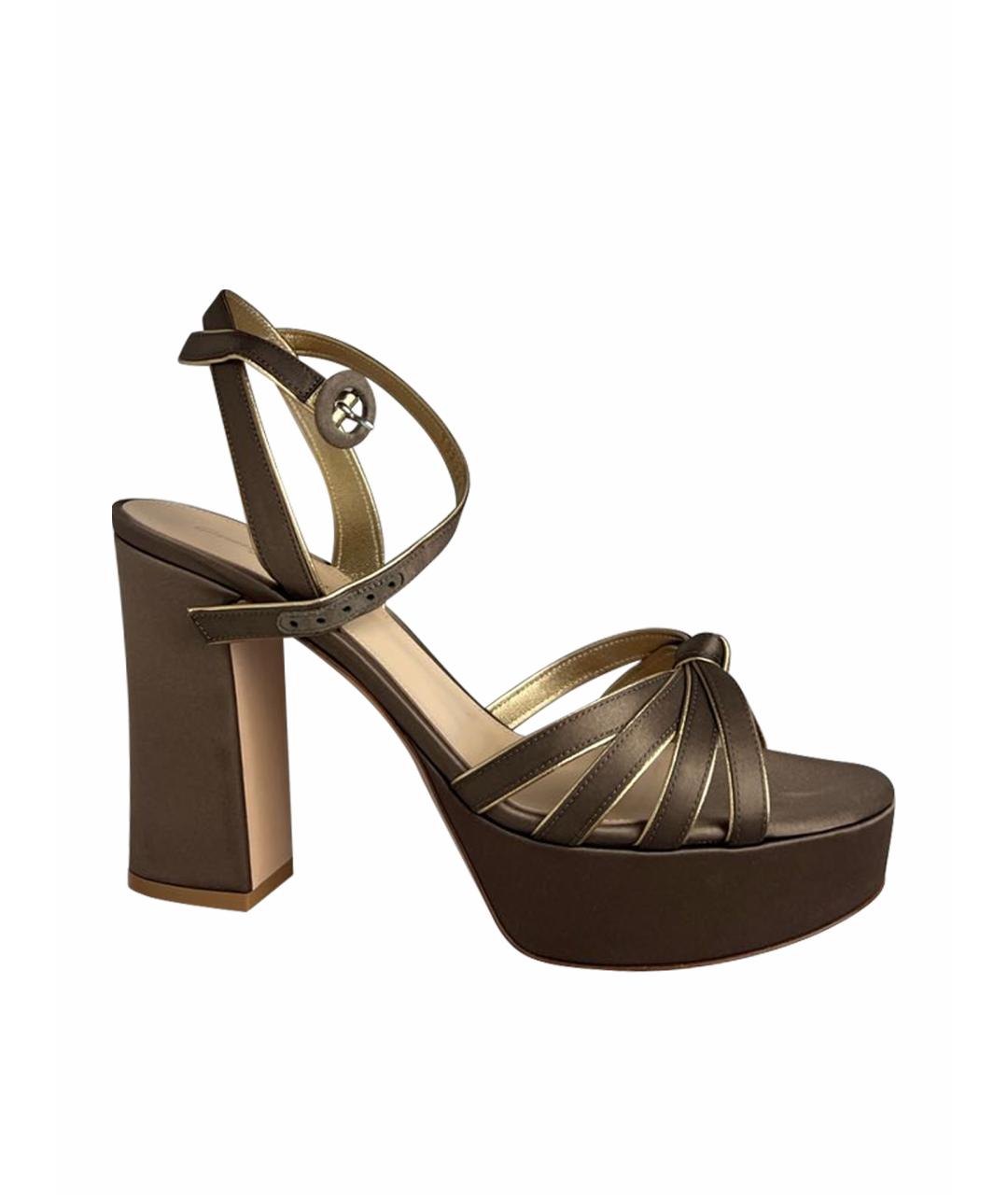 GIANVITO ROSSI Коричневые текстильные босоножки, фото 1
