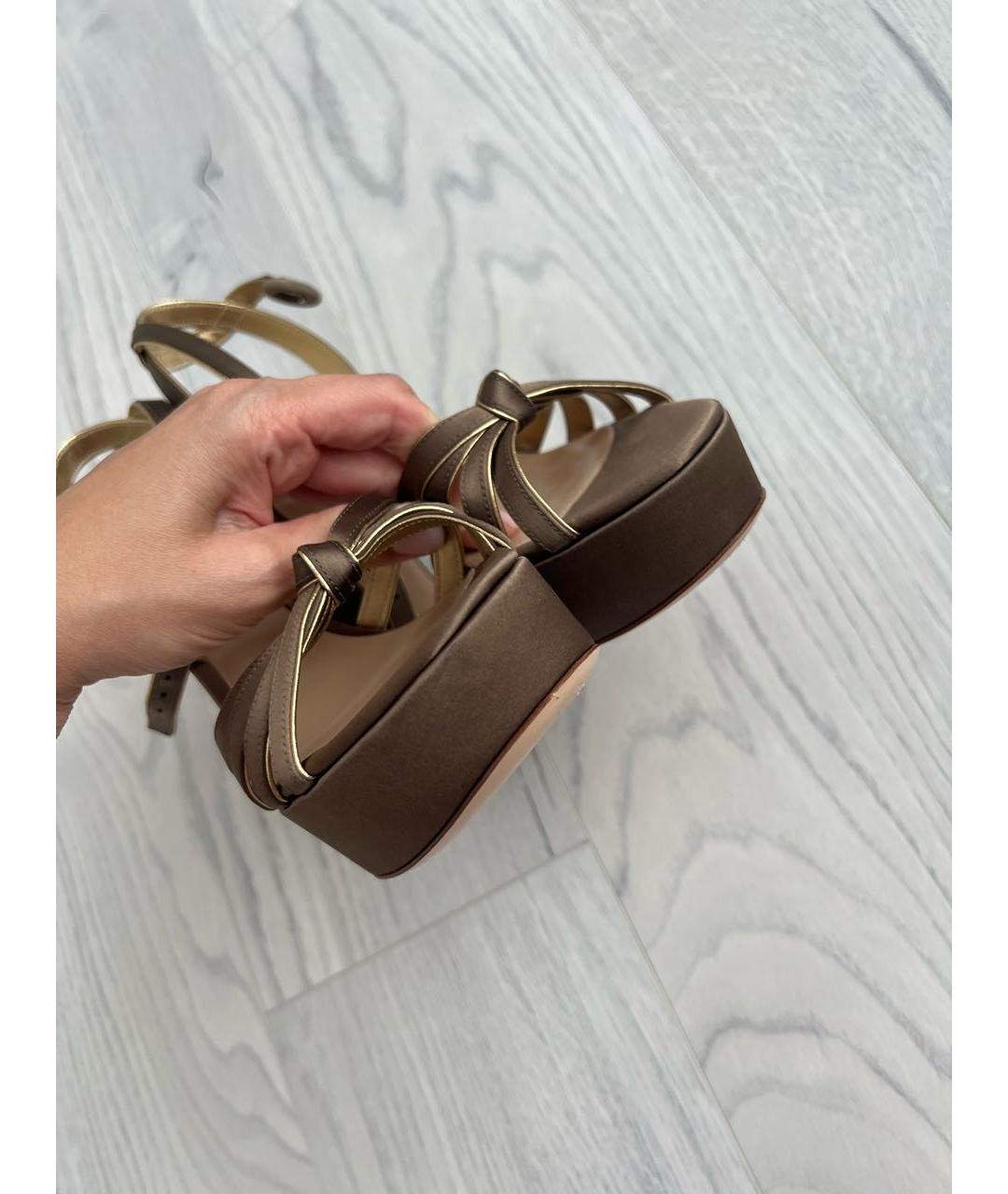 GIANVITO ROSSI Коричневые текстильные босоножки, фото 4