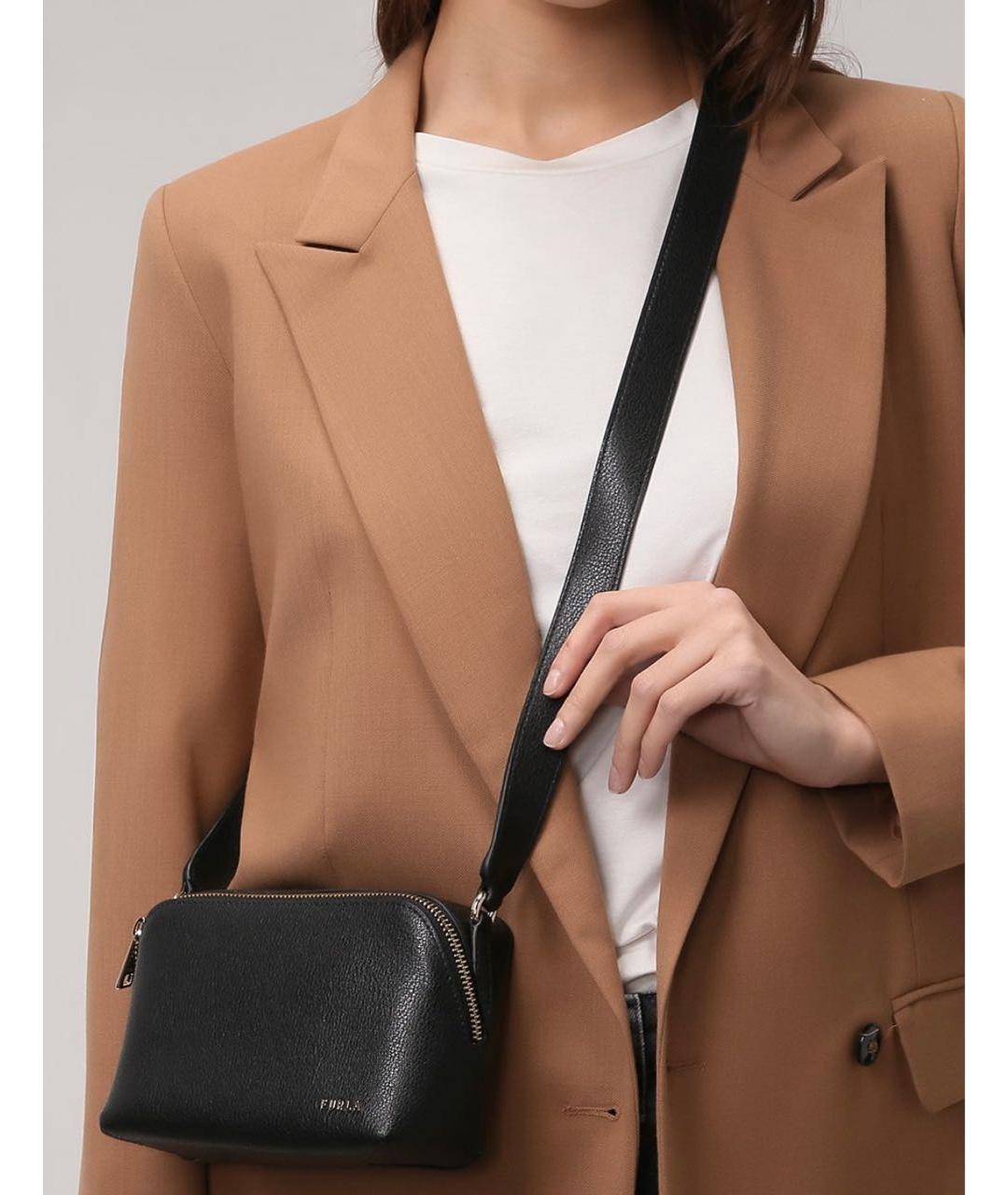 FURLA Черная кожаная сумка через плечо, фото 4