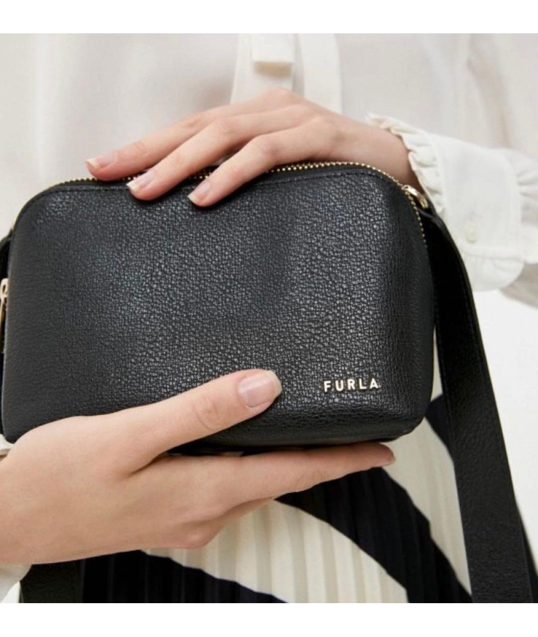 FURLA Черная кожаная сумка через плечо, фото 3