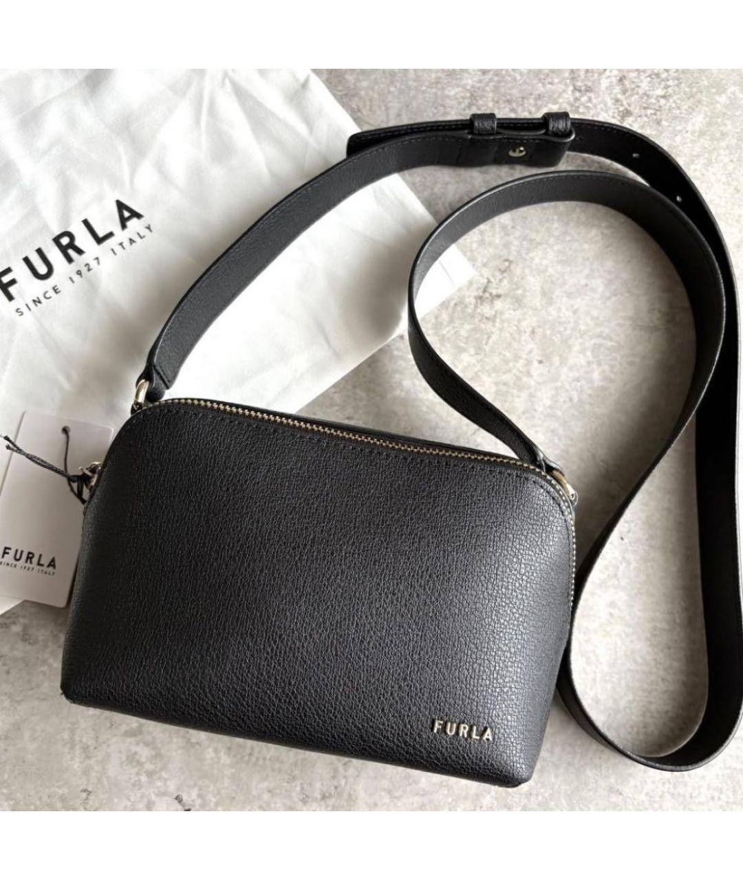 FURLA Черная кожаная сумка через плечо, фото 6