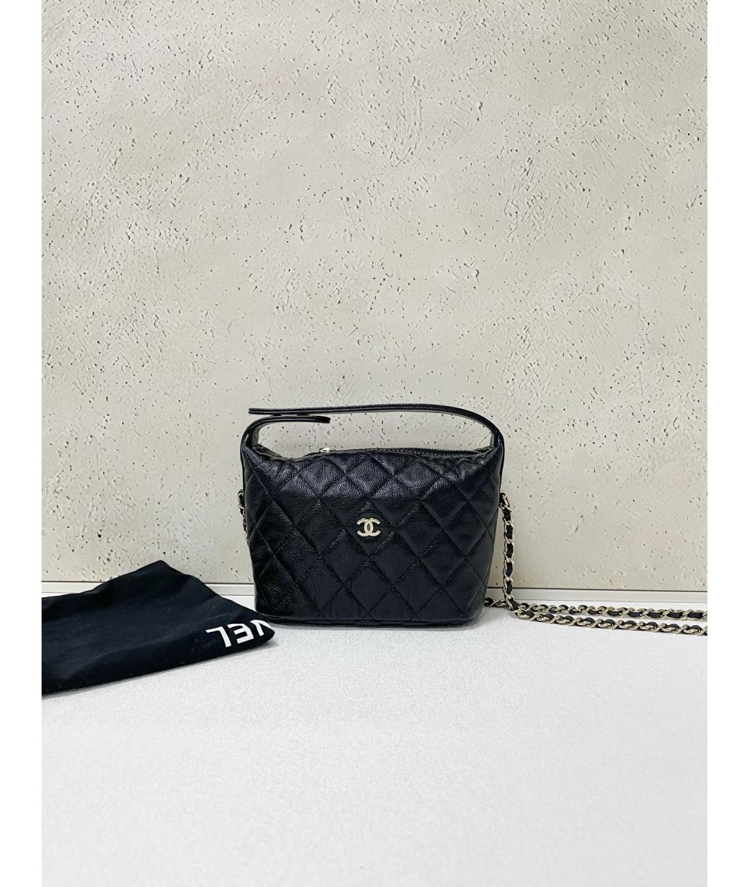 CHANEL Черная кожаная сумка с короткими ручками, фото 7