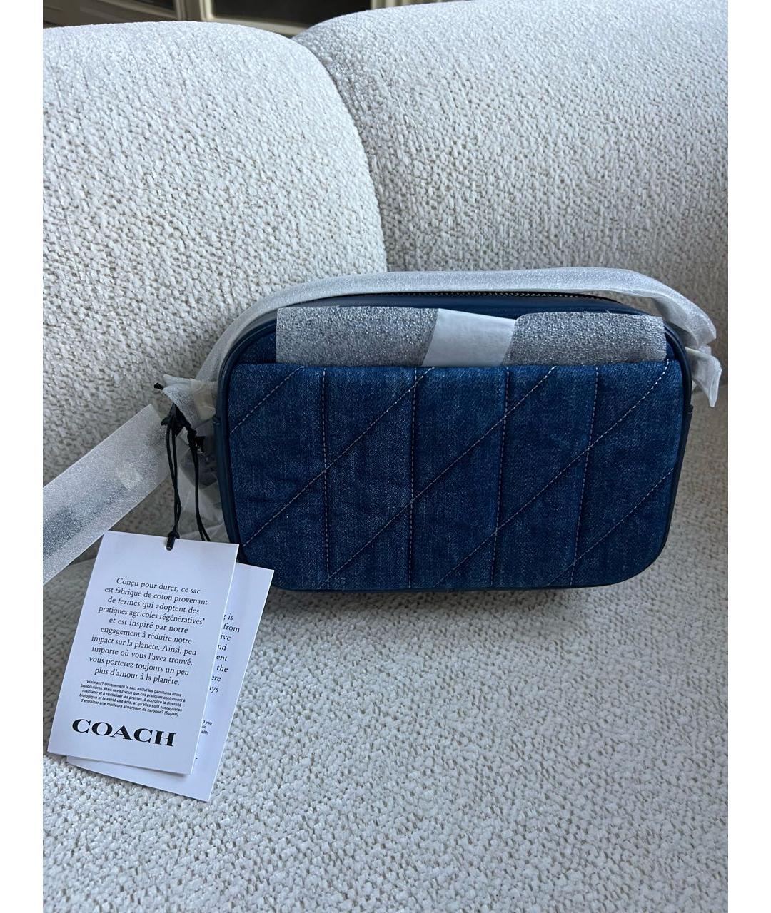 COACH Темно-синяя деним сумка через плечо, фото 4