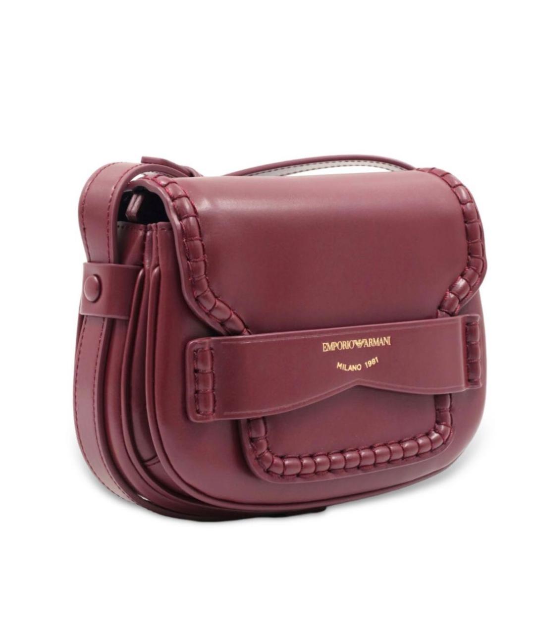 EMPORIO ARMANI Бордовая кожаная сумка через плечо, фото 2