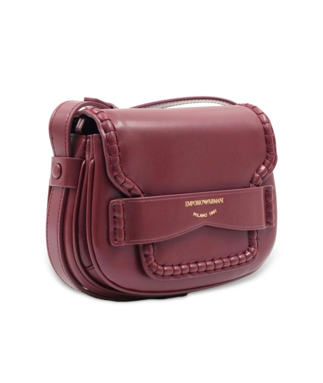 EMPORIO ARMANI Бордовая кожаная сумка через плечо, фото 4