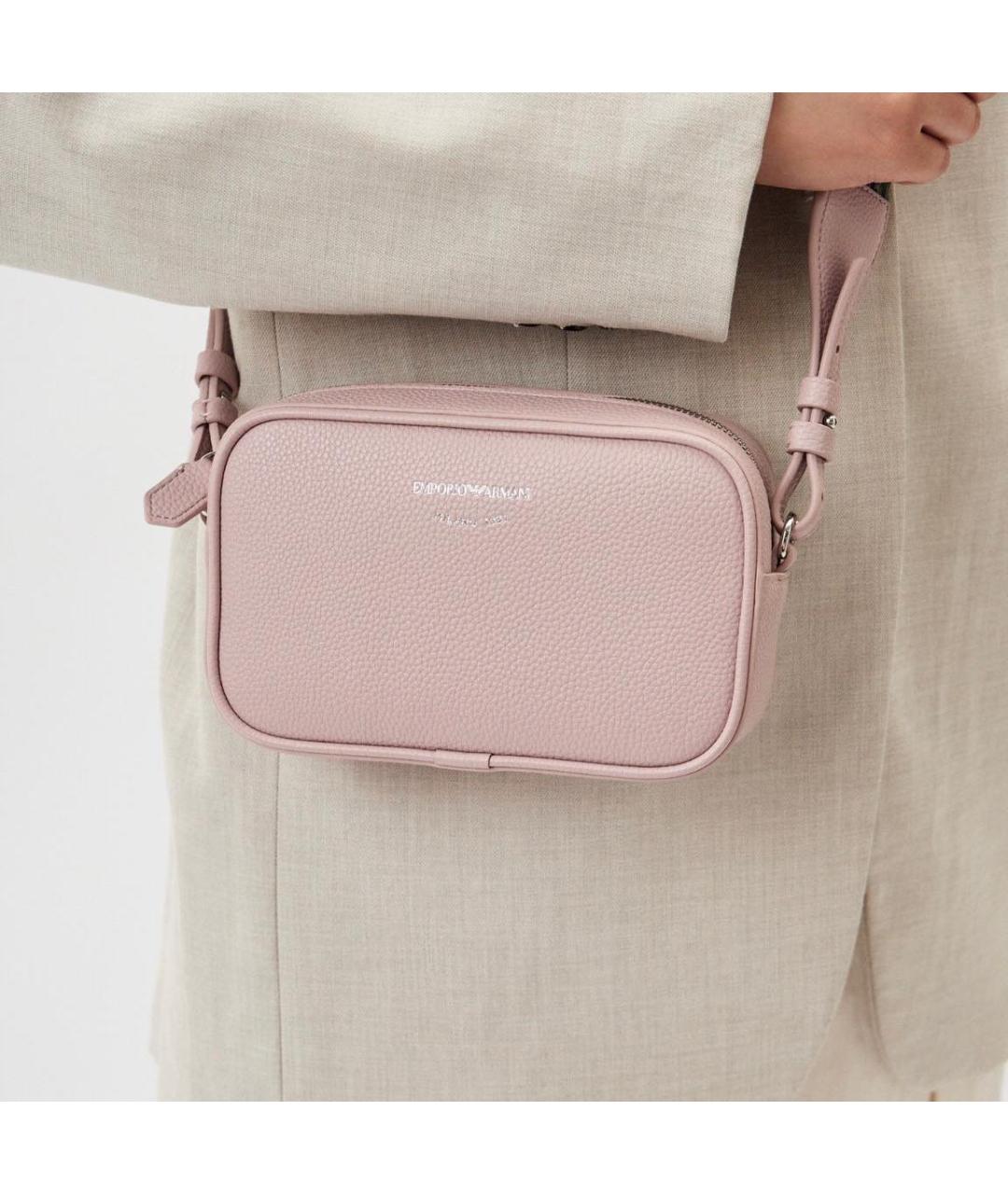 EMPORIO ARMANI Розовая кожаная сумка на плечо, фото 6