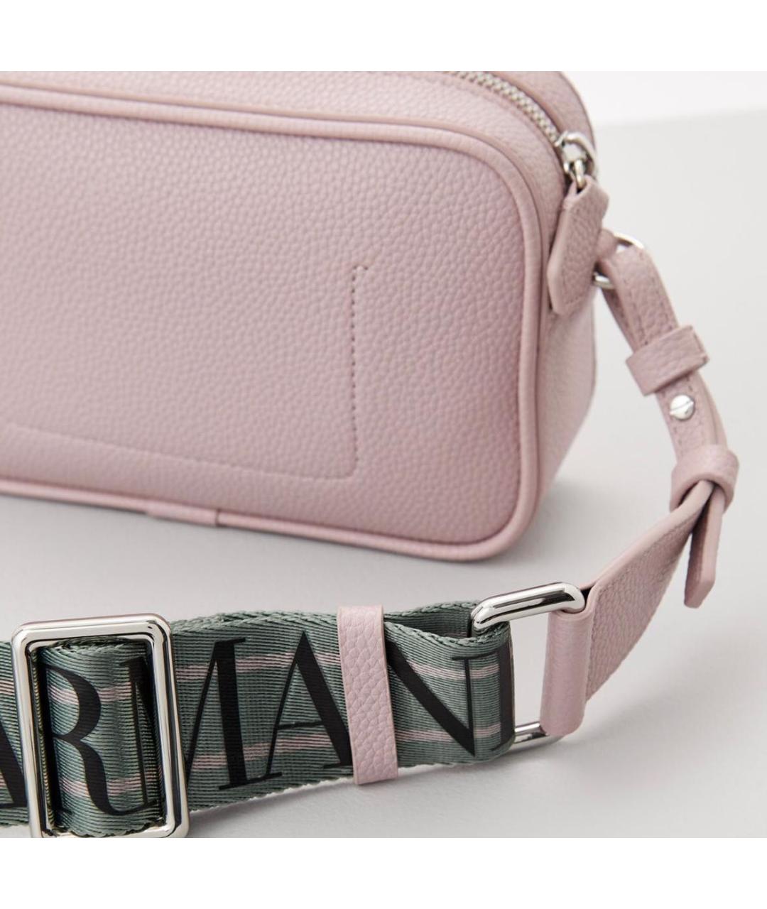 EMPORIO ARMANI Розовая кожаная сумка на плечо, фото 3