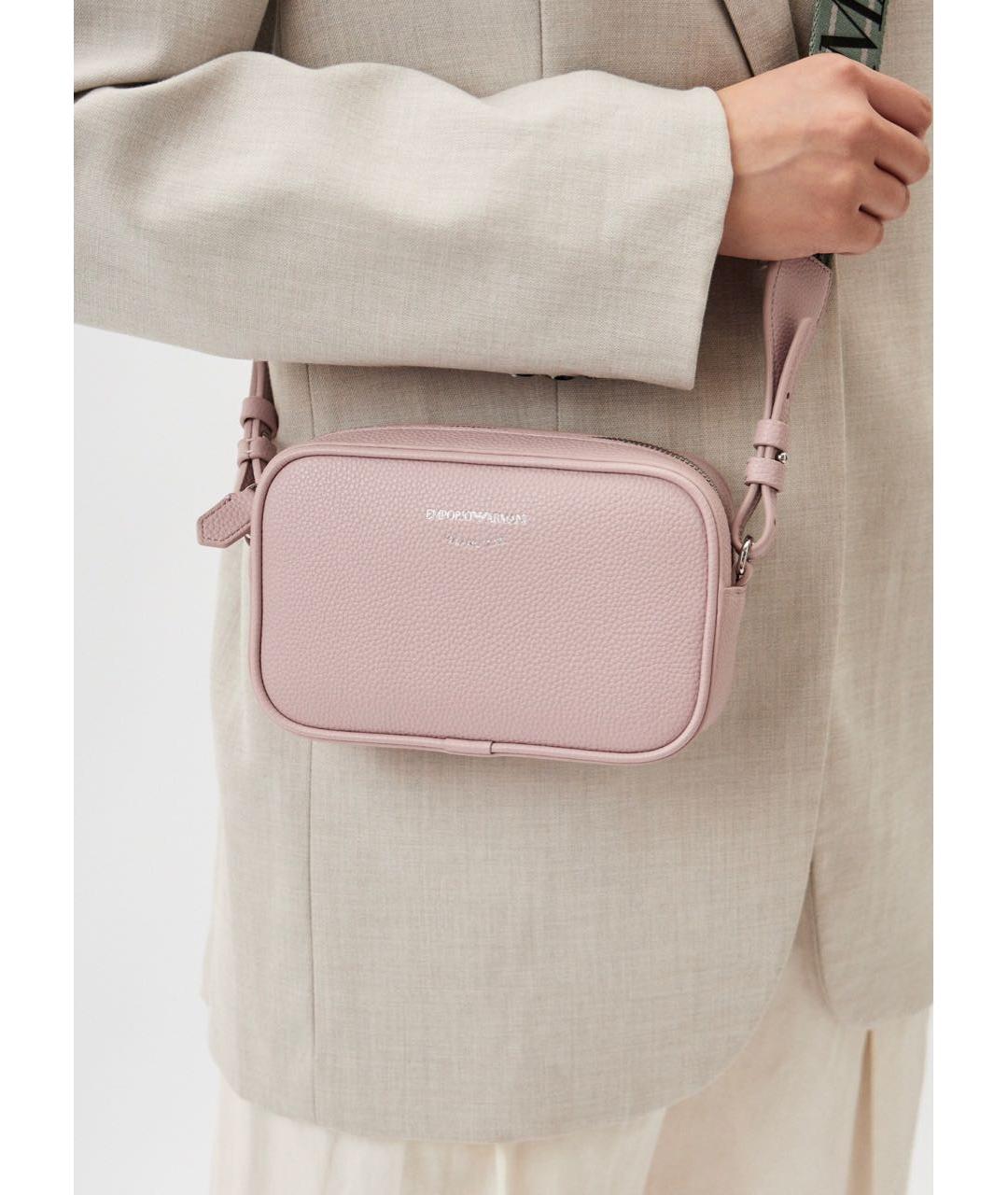 EMPORIO ARMANI Розовая кожаная сумка через плечо, фото 5