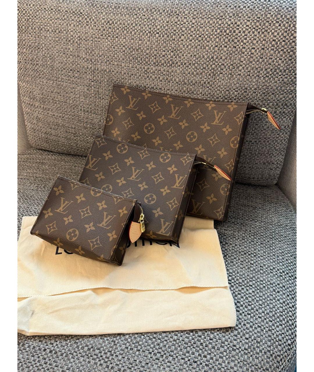 LOUIS VUITTON Коричневая косметичка, фото 9