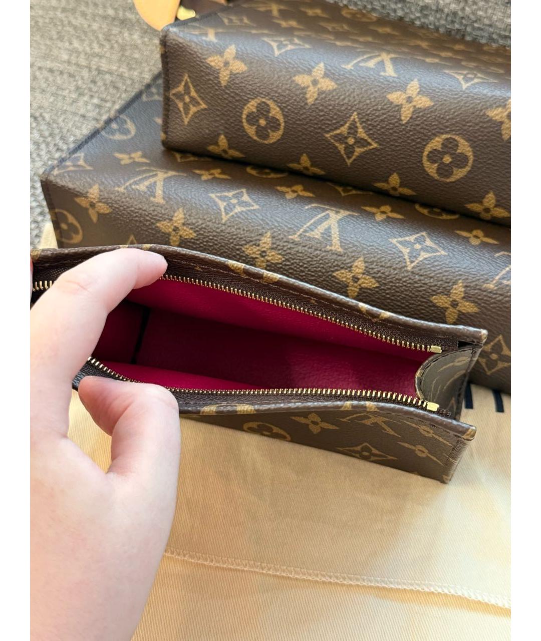 LOUIS VUITTON Коричневая косметичка, фото 5