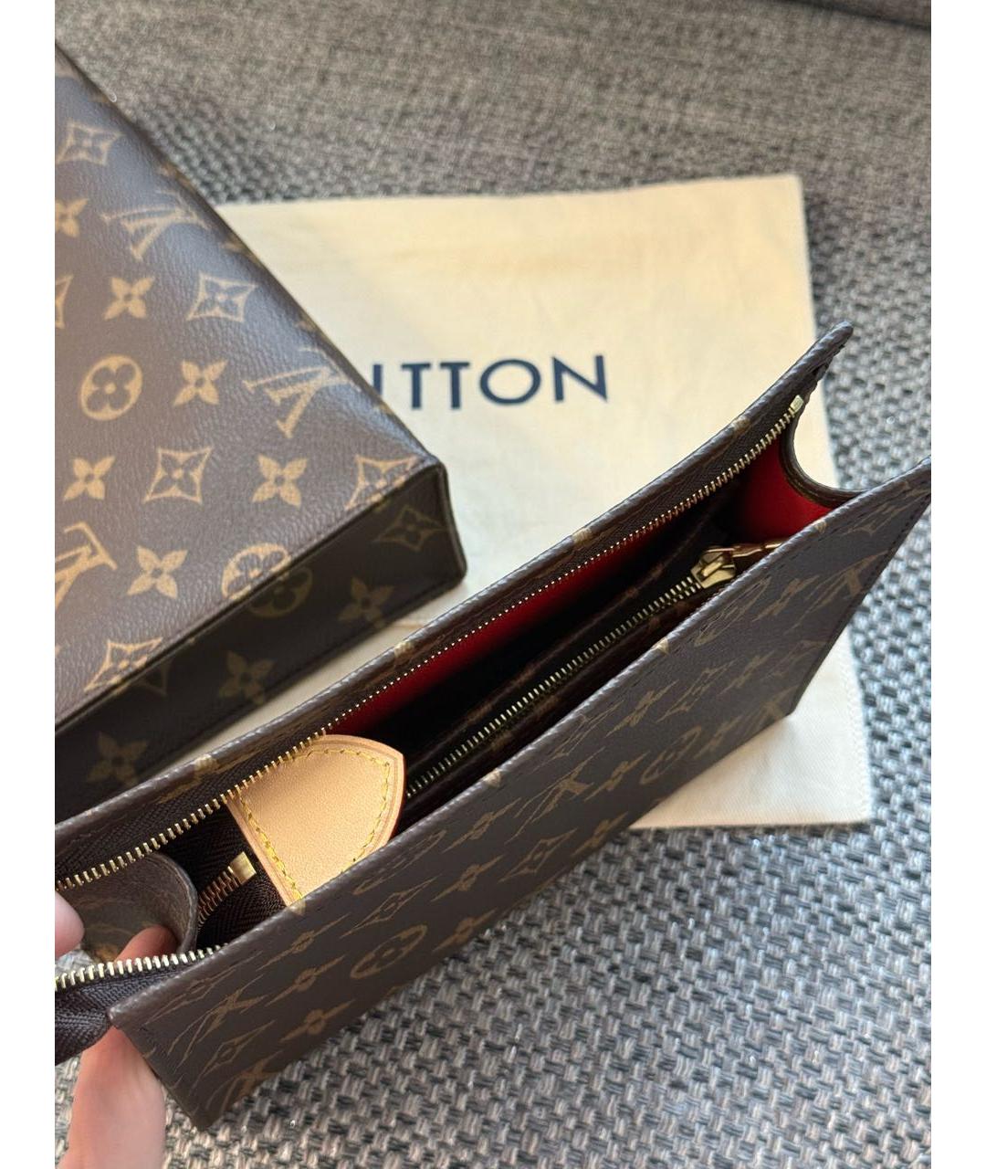 LOUIS VUITTON Коричневая косметичка, фото 8