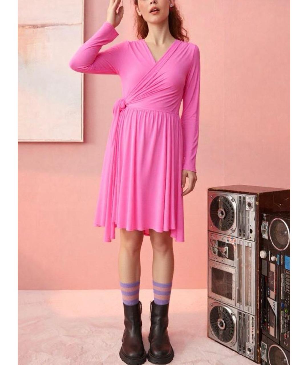 MSGM Розовое вискозное коктейльное платье, фото 5