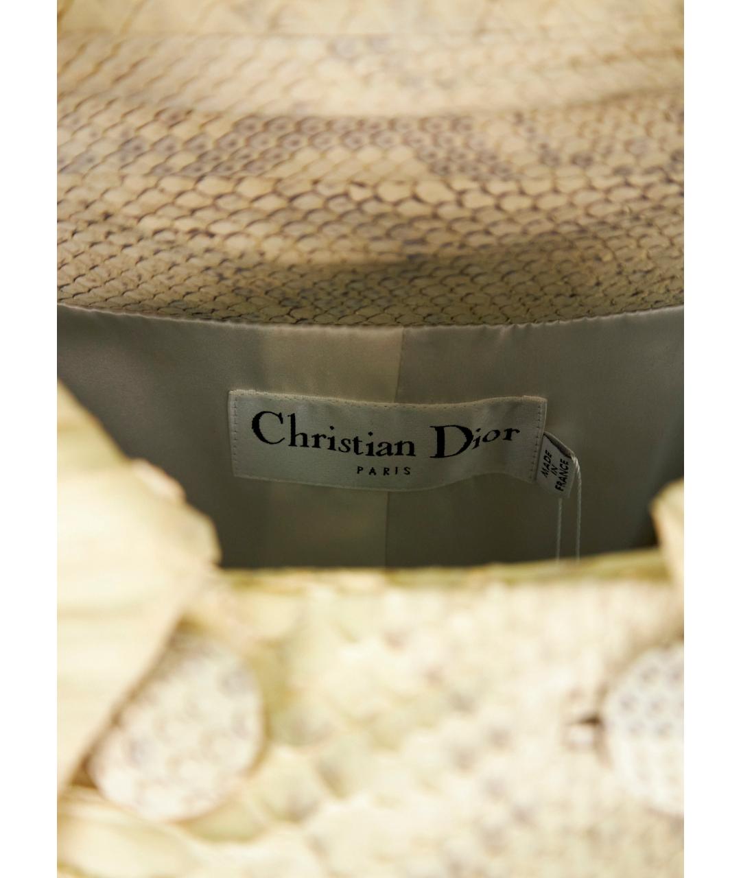 CHRISTIAN DIOR Белое пальто из экзотической кожи, фото 3
