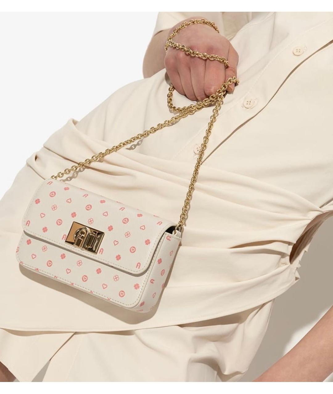 FURLA Белая кожаная сумка через плечо, фото 3