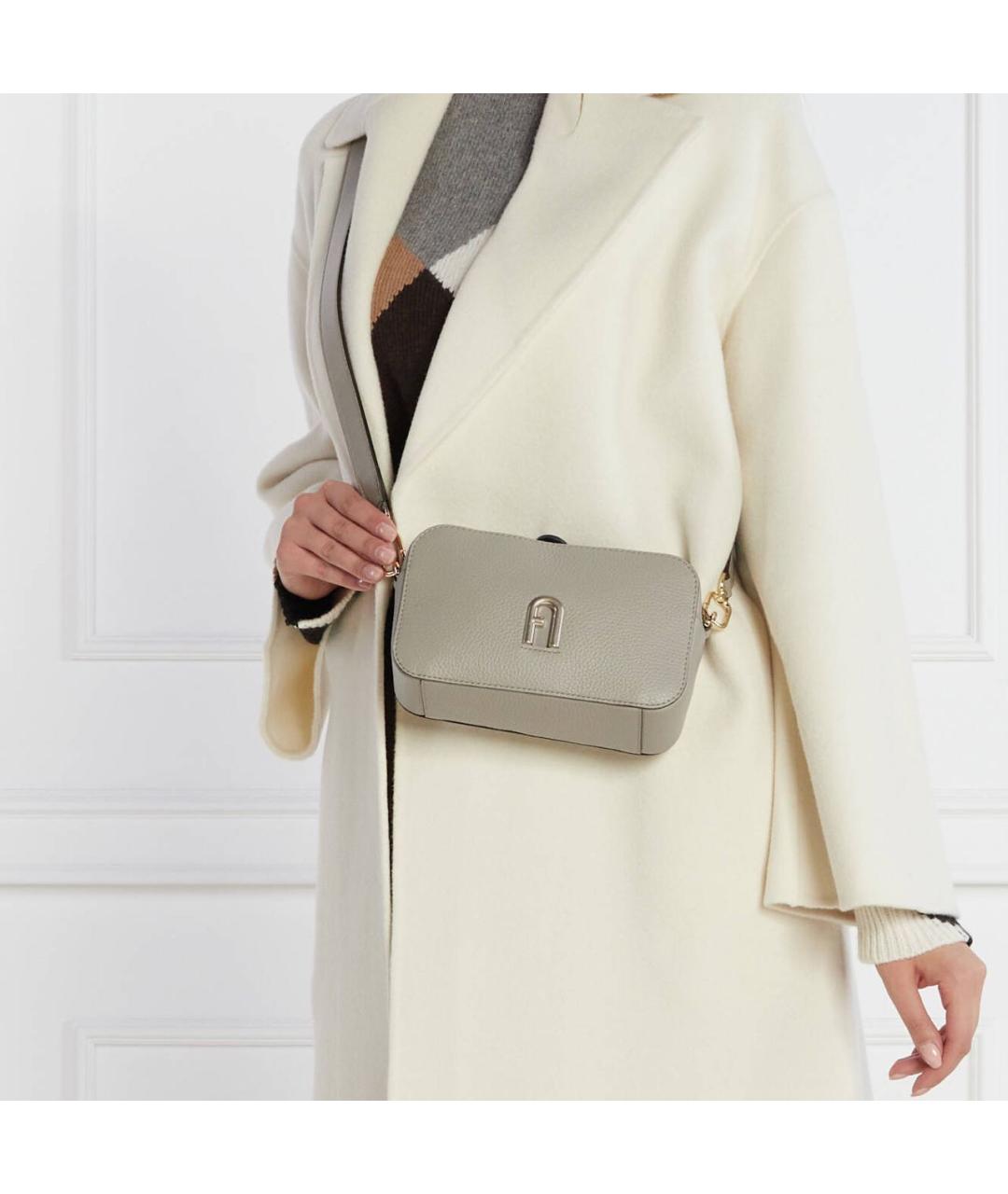 FURLA Бежевая кожаная сумка через плечо, фото 2