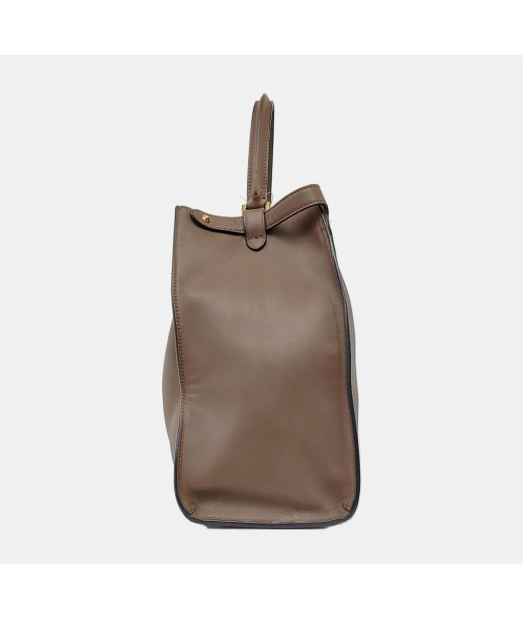 FENDI Коричневая кожаная сумка с короткими ручками, фото 3