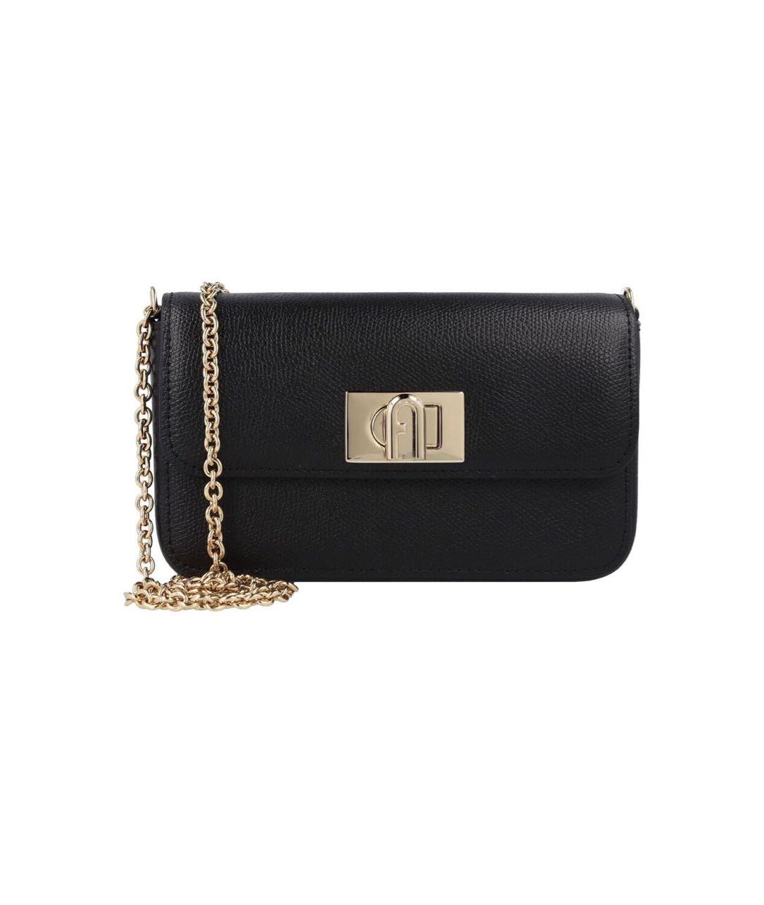 FURLA Черная кожаная сумка через плечо, фото 5