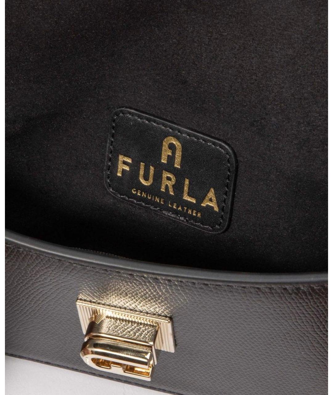 FURLA Черная кожаная сумка через плечо, фото 3
