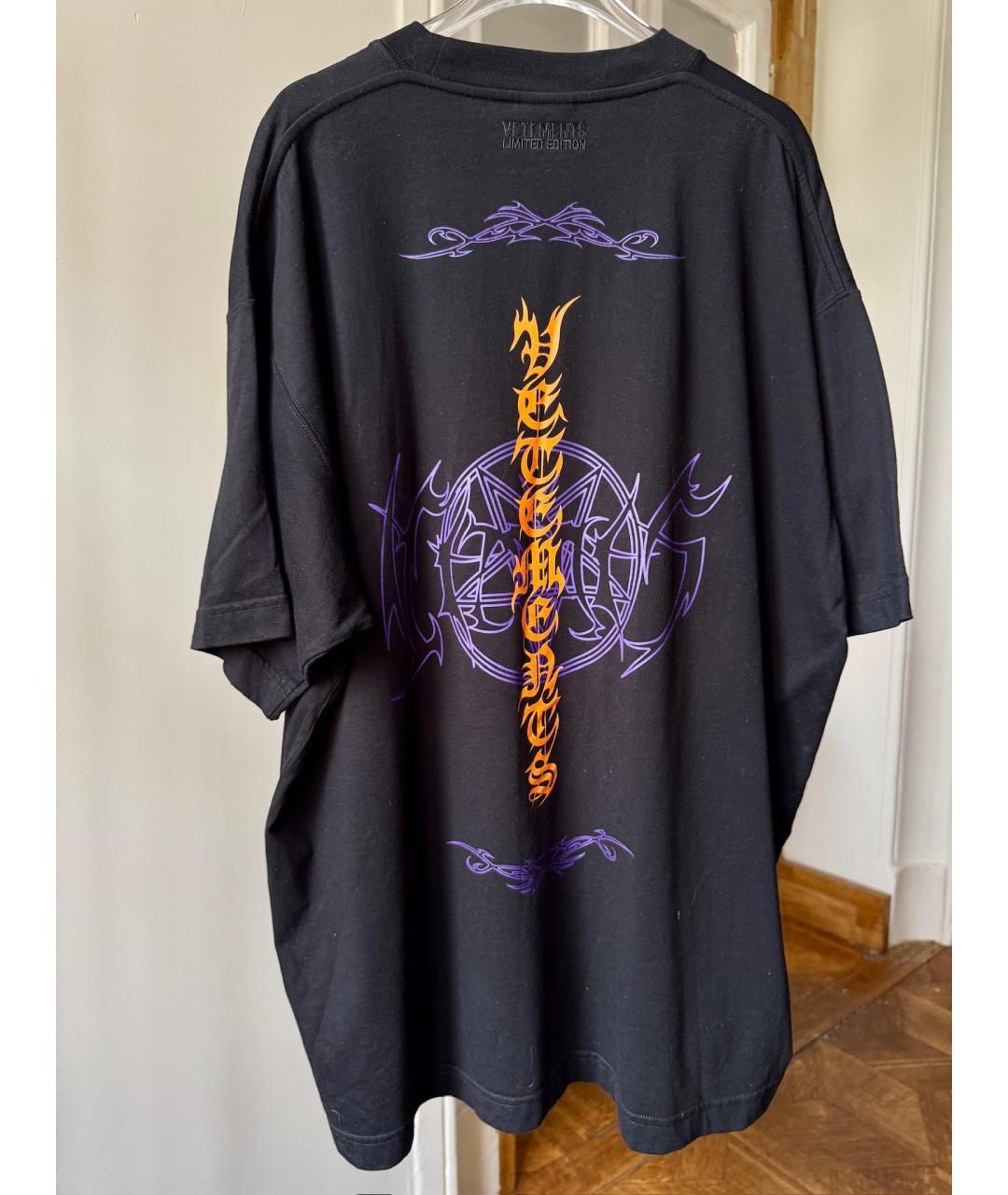 VETEMENTS Черная хлопковая футболка, фото 2
