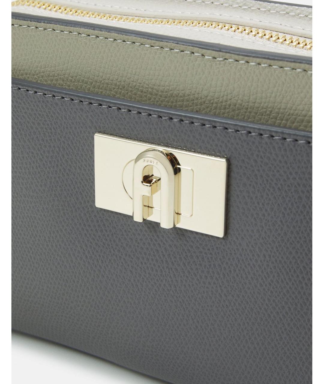 FURLA Серая кожаная сумка через плечо, фото 4