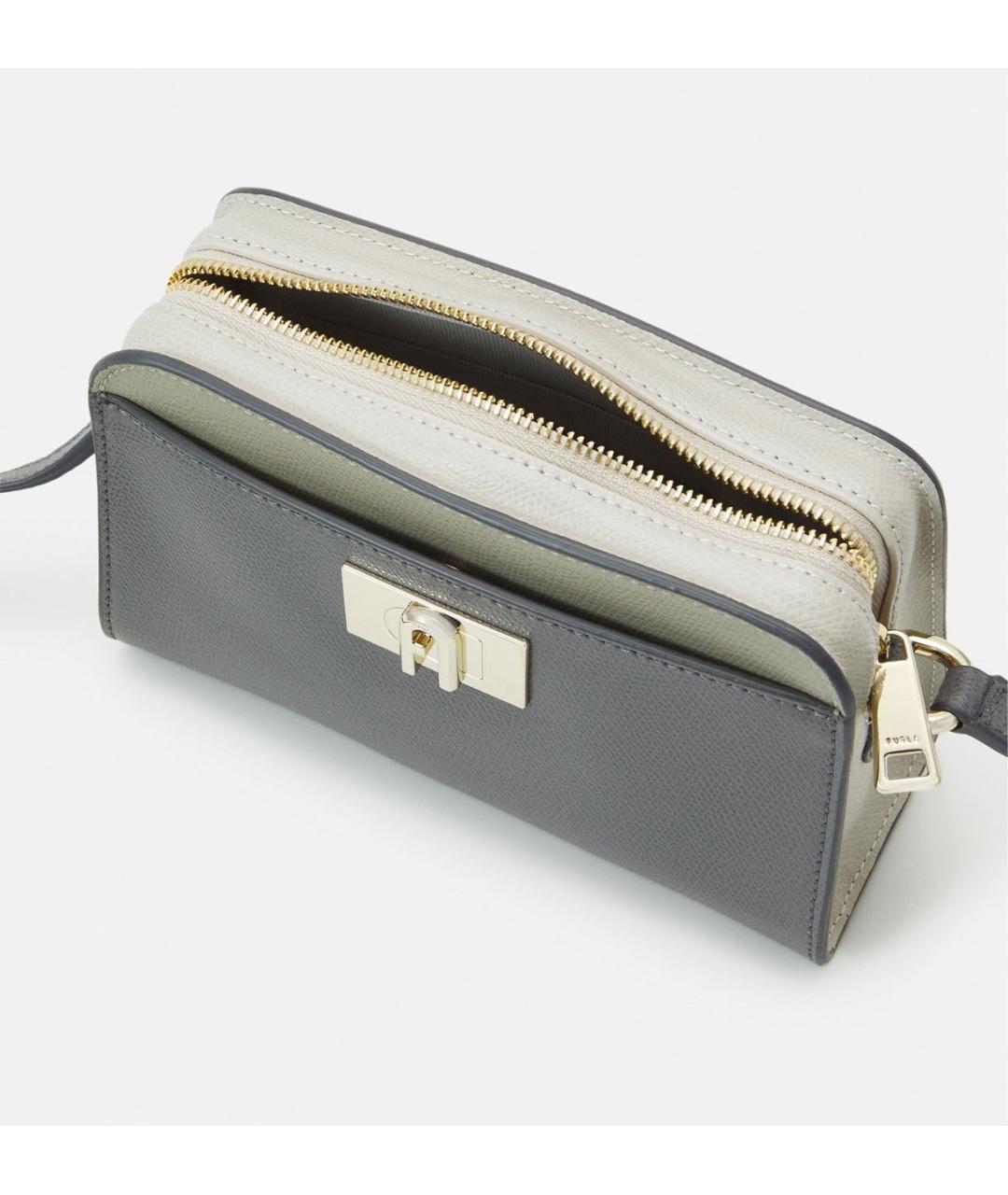 FURLA Серая кожаная сумка через плечо, фото 3