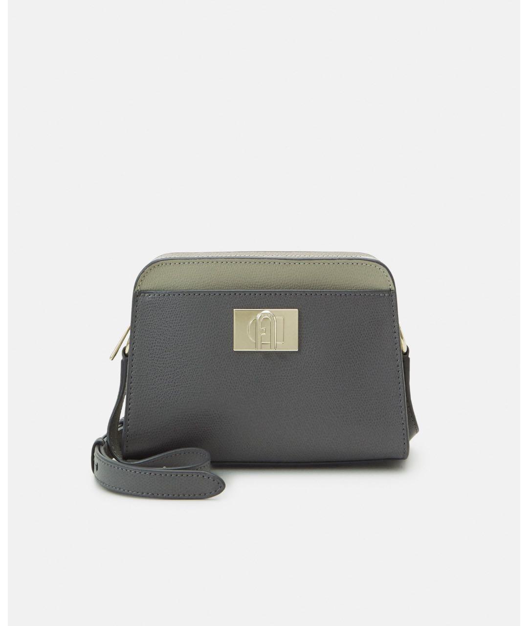 FURLA Серая кожаная сумка через плечо, фото 5