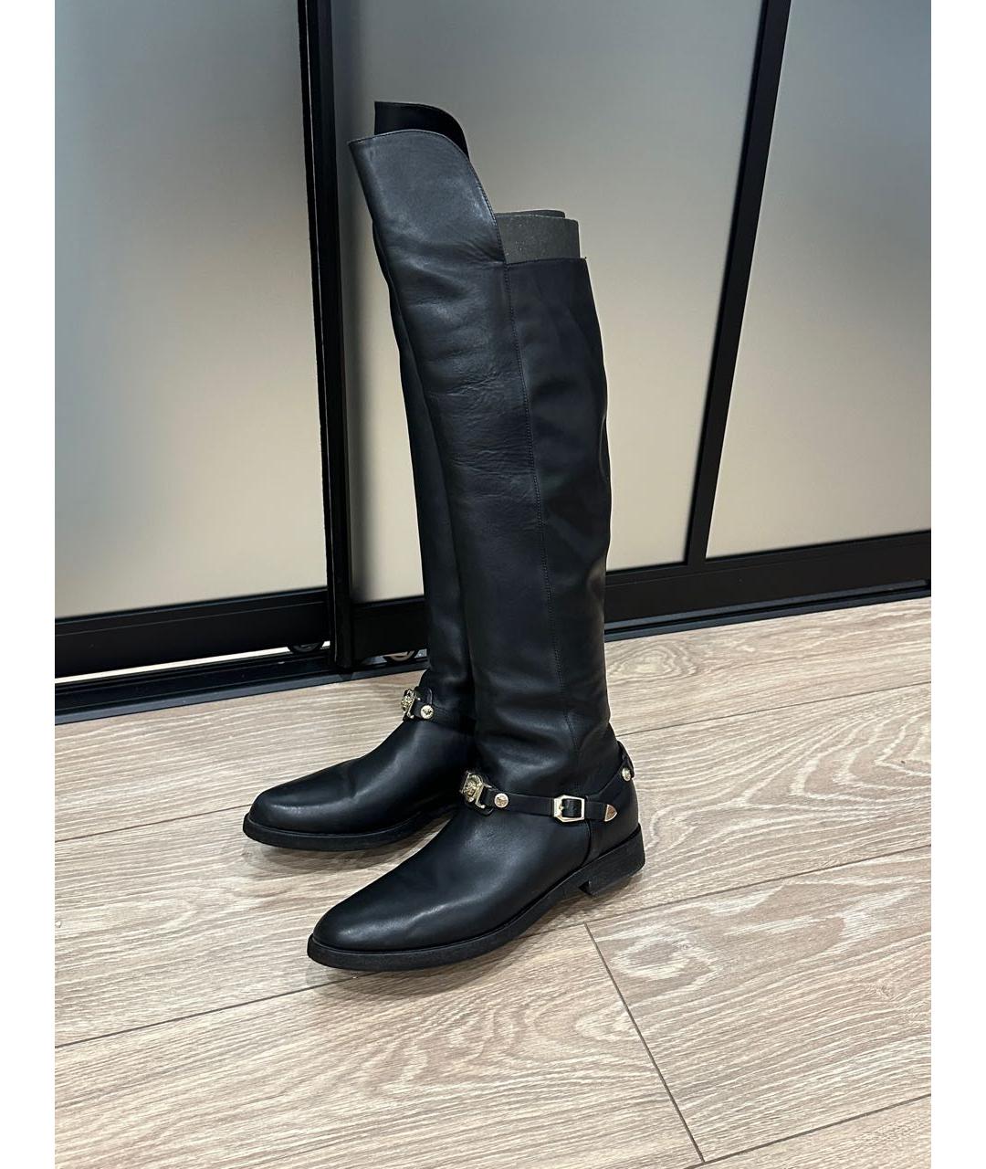 VERSACE Черные кожаные сапоги, фото 8