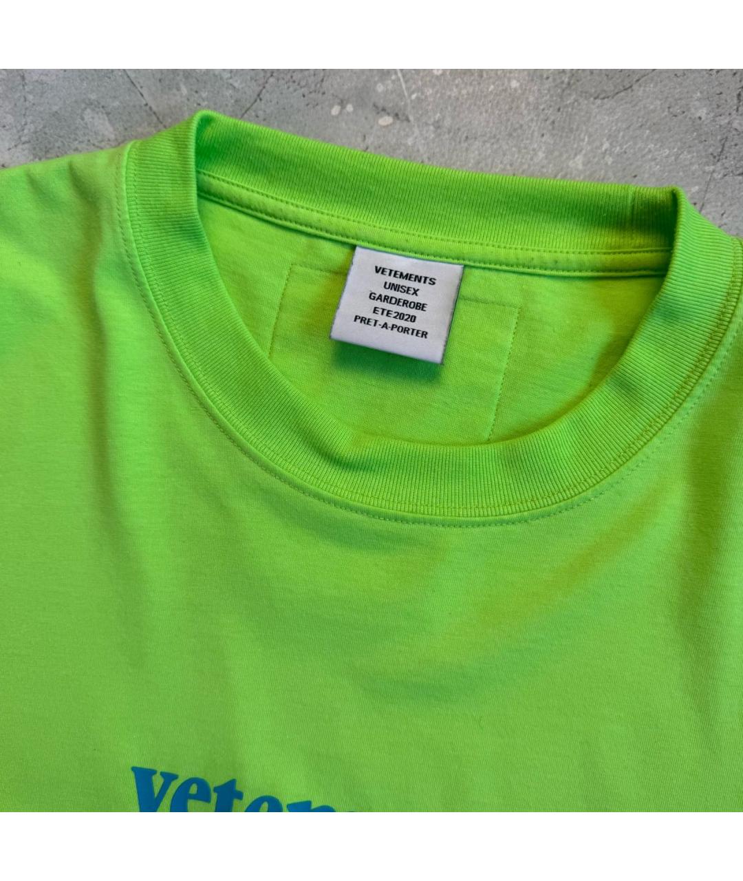 VETEMENTS Салатовая хлопковая футболка, фото 3