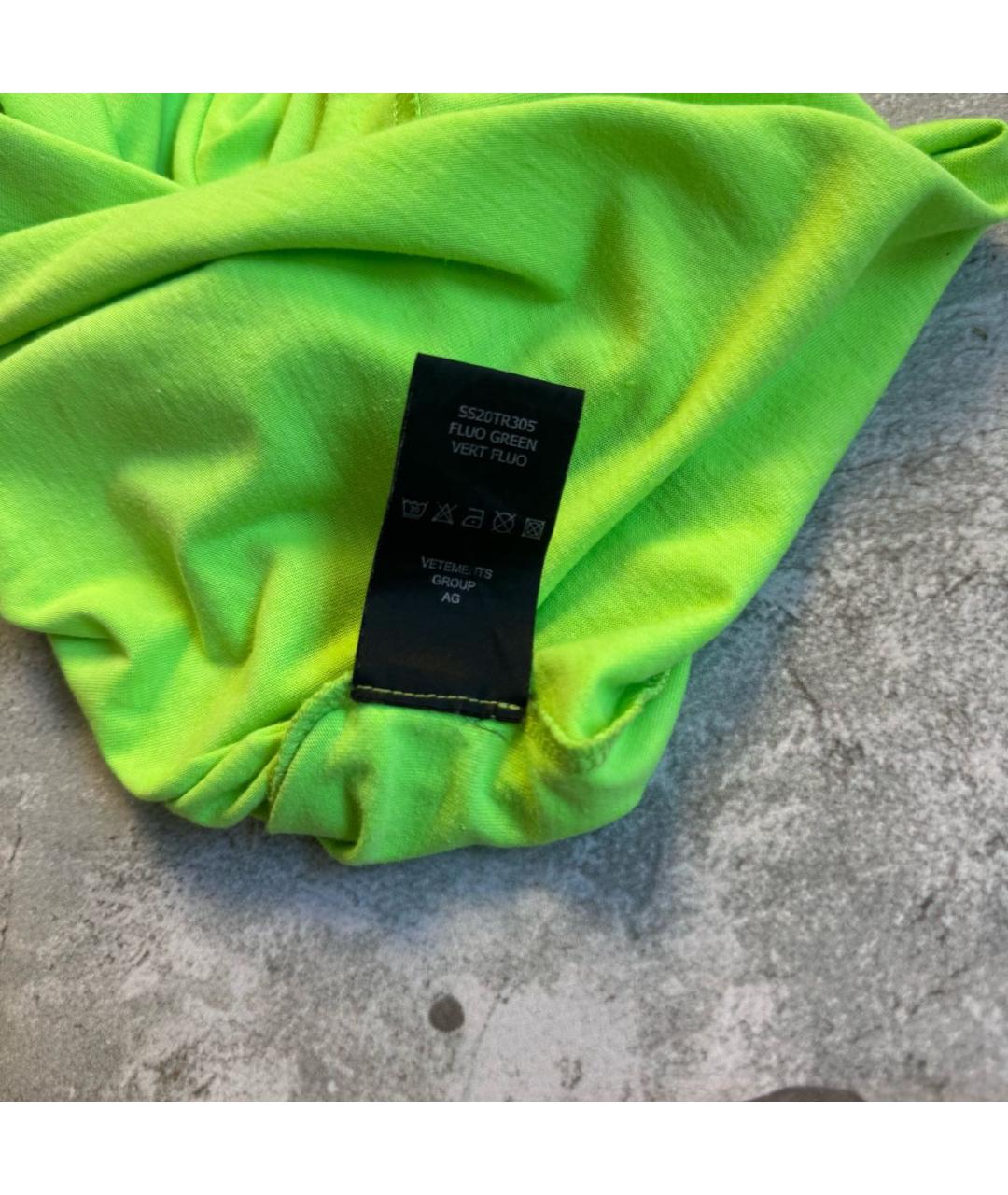 VETEMENTS Салатовая хлопковая футболка, фото 6