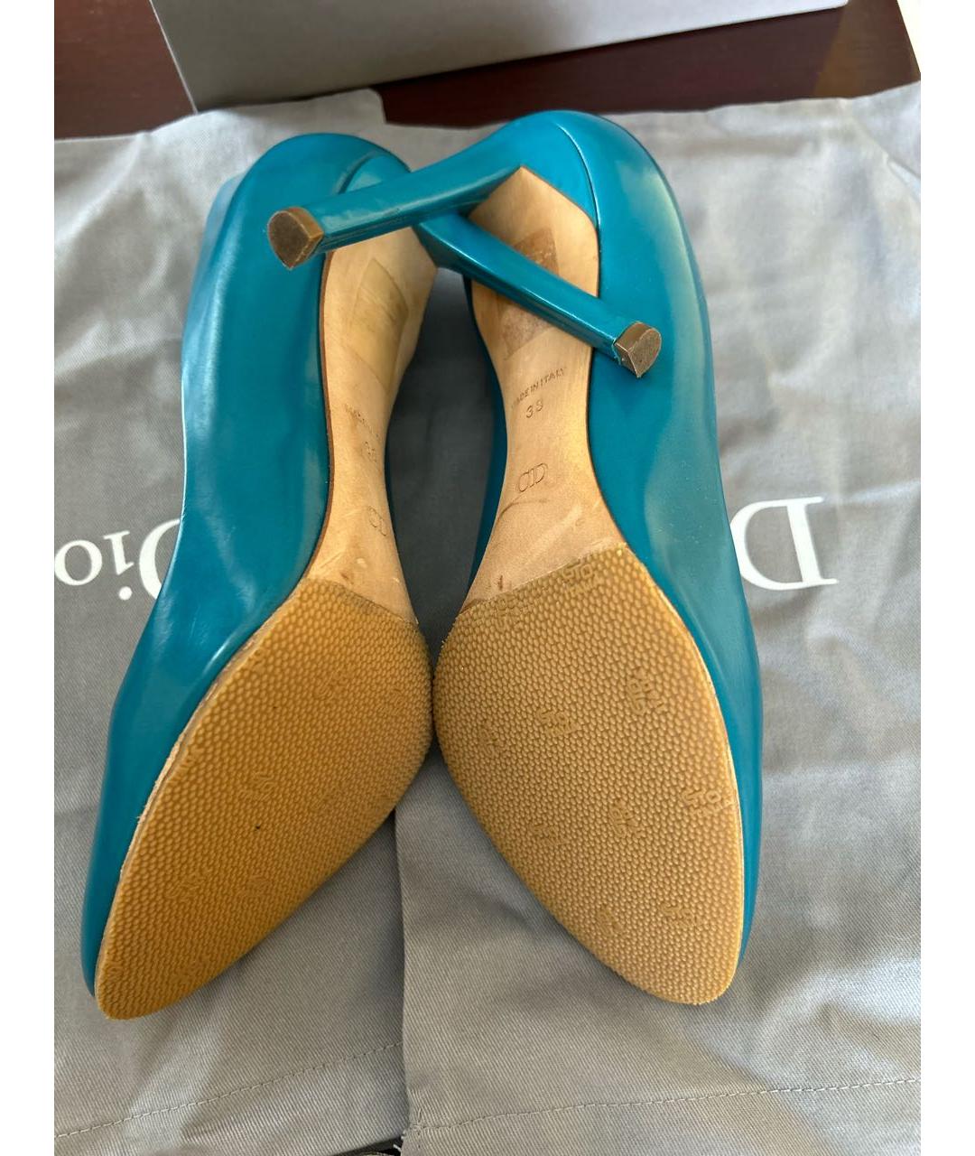 CHRISTIAN DIOR Бирюзовые кожаные туфли, фото 6