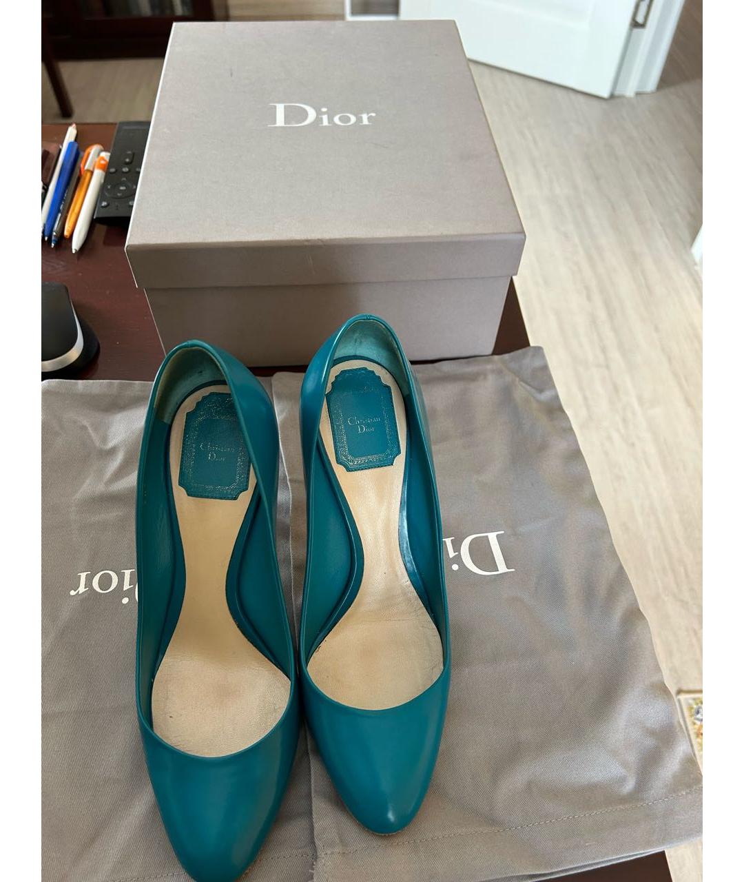 CHRISTIAN DIOR Бирюзовые кожаные туфли, фото 4