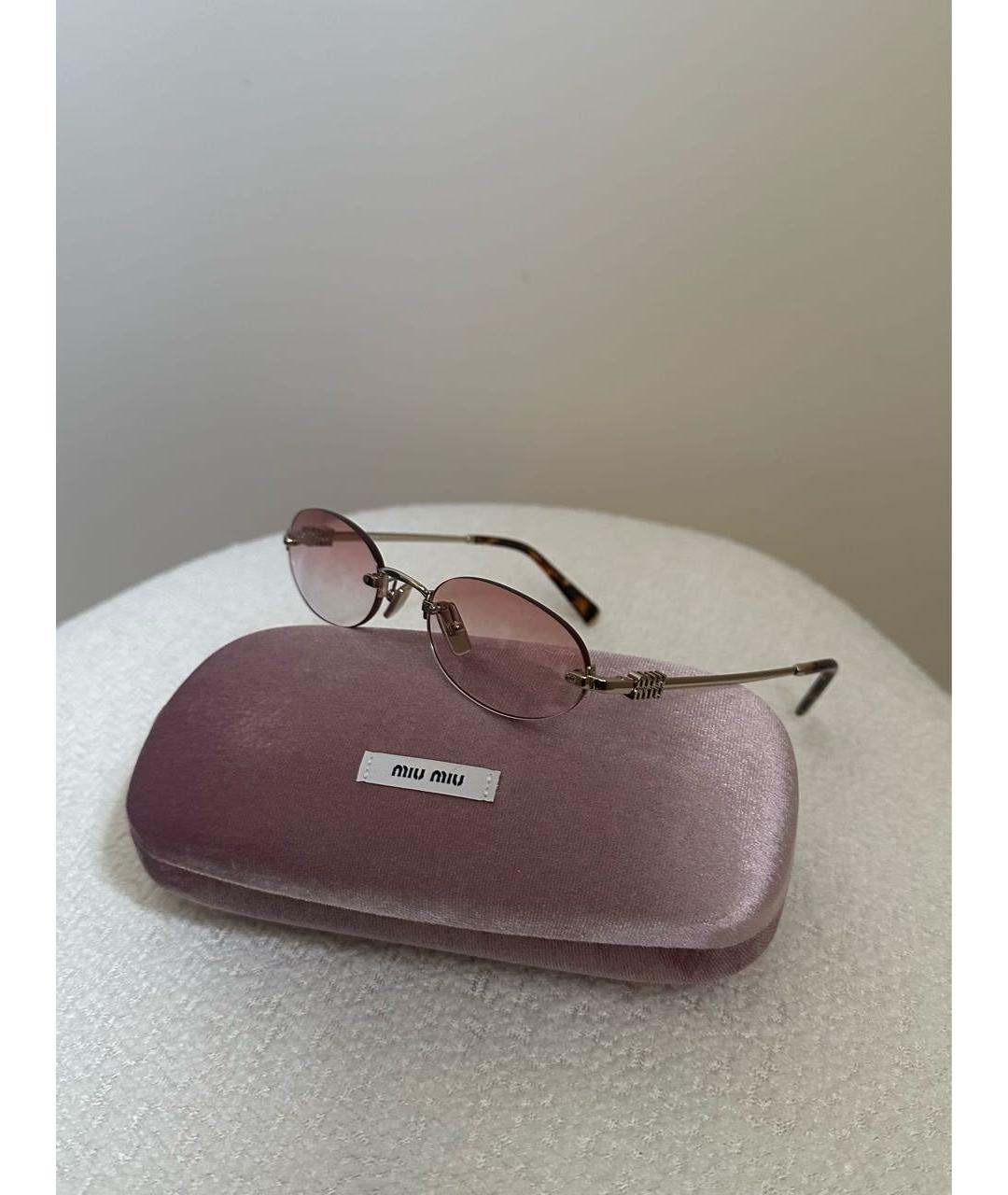 MIU MIU Розовые металлические солнцезащитные очки, фото 2