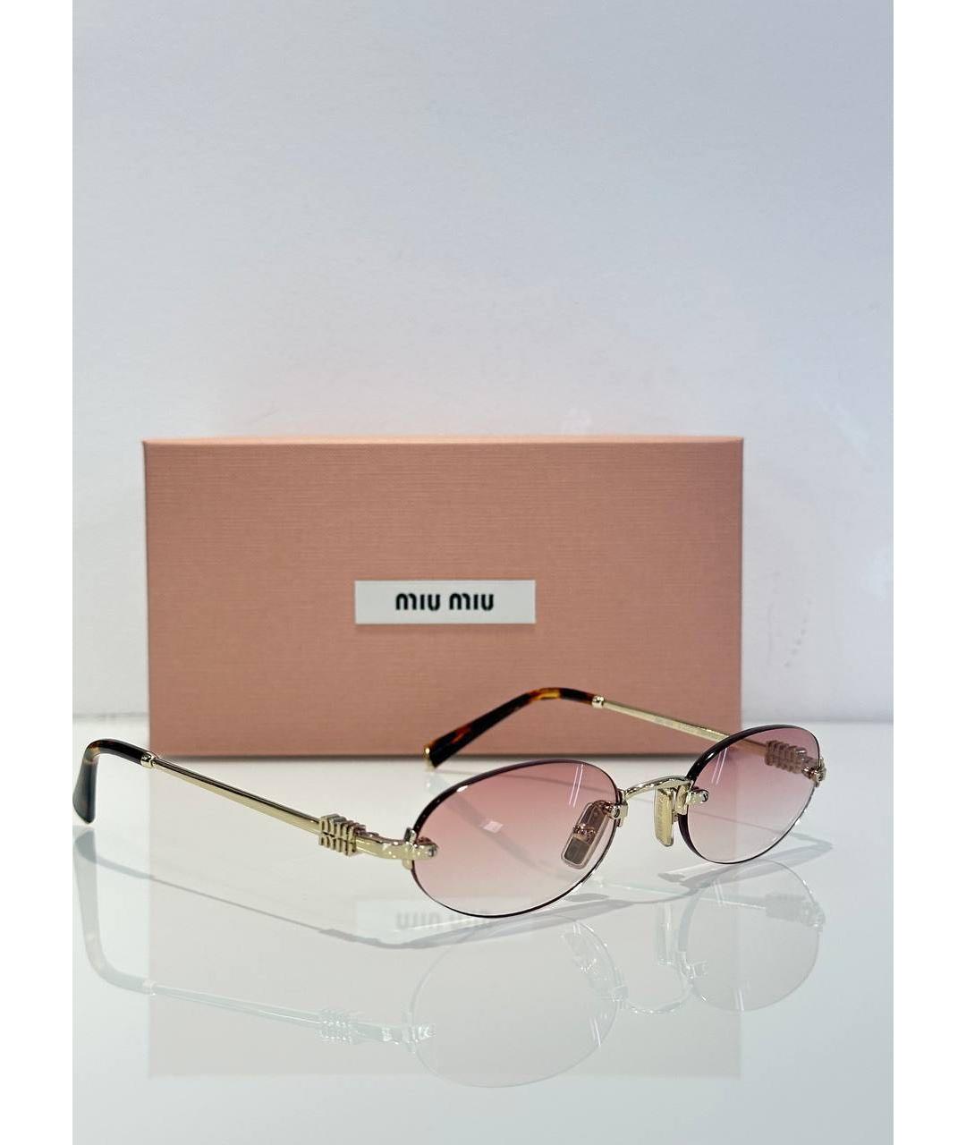 MIU MIU Розовые металлические солнцезащитные очки, фото 4