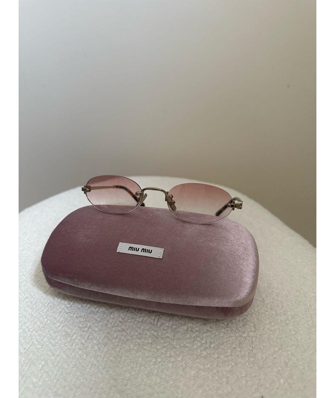 MIU MIU Розовые металлические солнцезащитные очки, фото 3