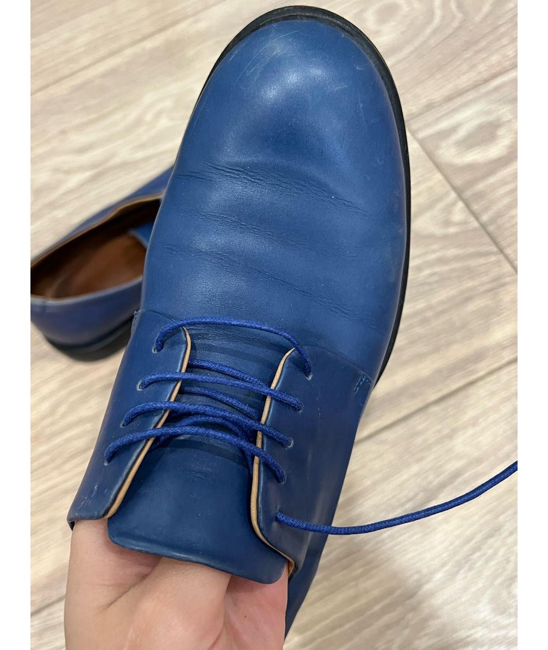 JIL SANDER Синие кожаные брогги и оксфорды, фото 3