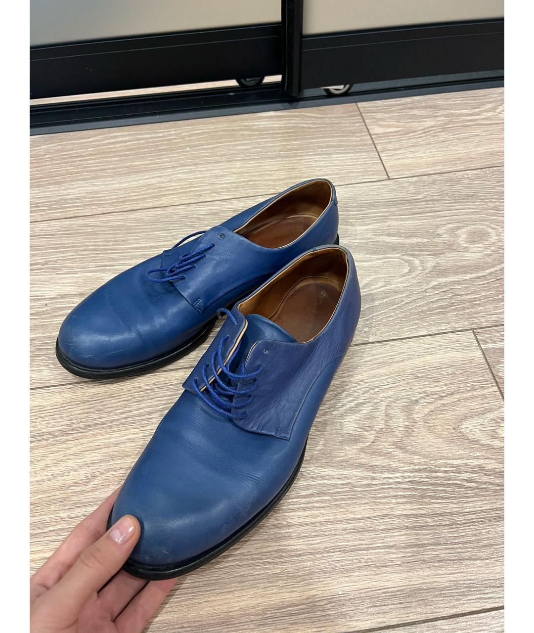 JIL SANDER Синие кожаные брогги и оксфорды, фото 2