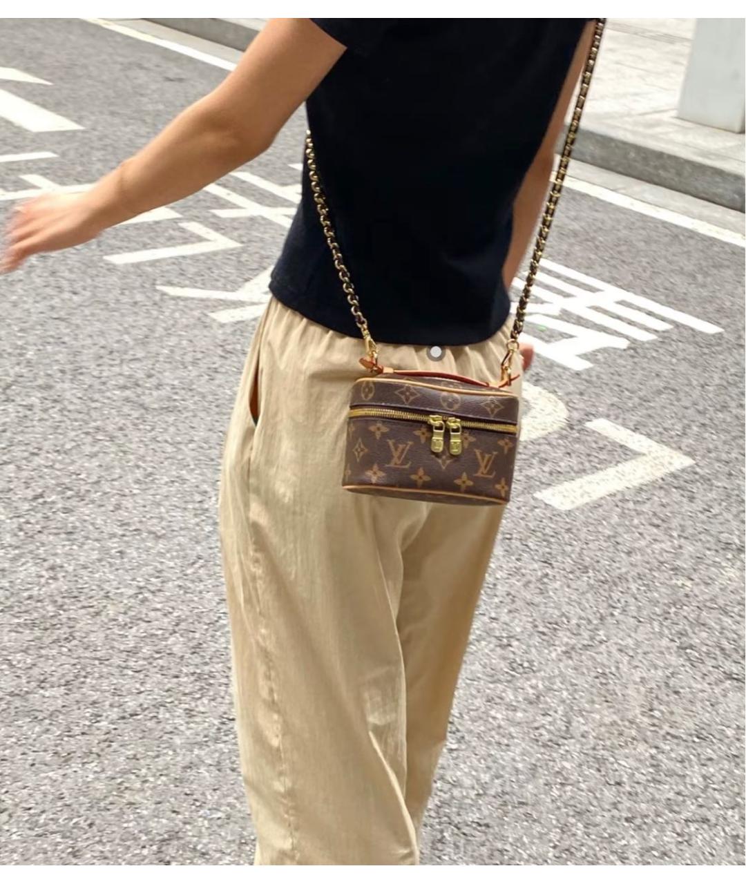 LOUIS VUITTON Коричневая кожаная сумка через плечо, фото 7