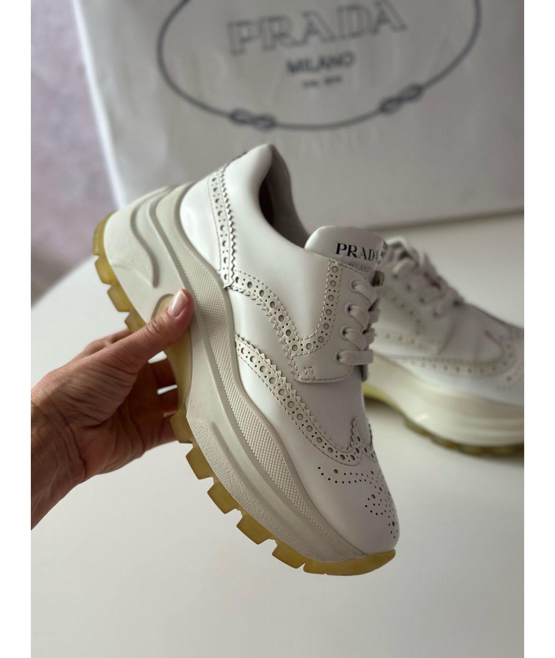 PRADA Белые кожаные брогги и оксфорды, фото 8