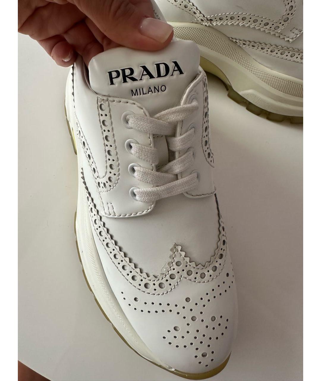 PRADA Белые кожаные брогги и оксфорды, фото 4