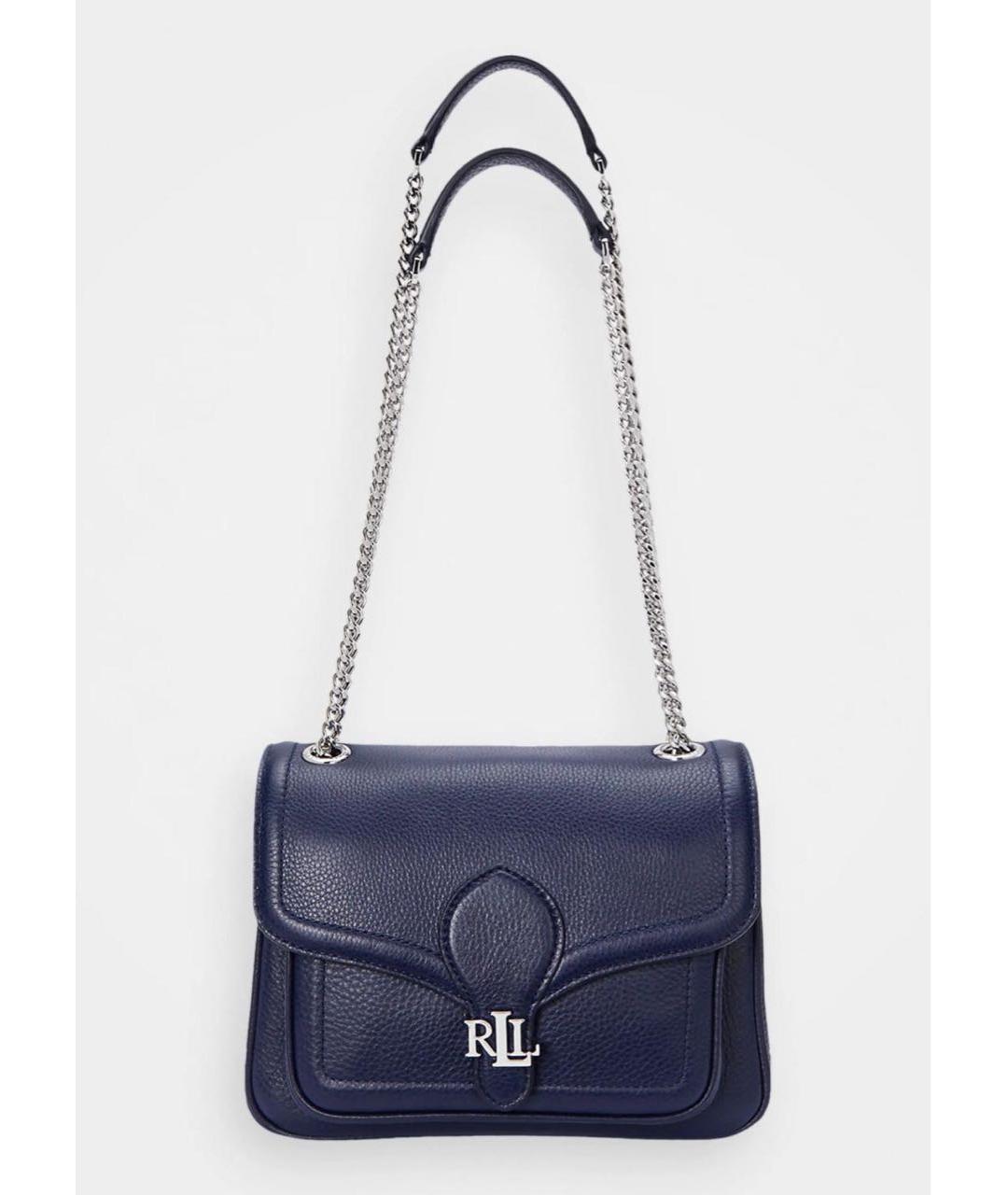 RALPH LAUREN Синяя кожаная сумка на плечо, фото 5