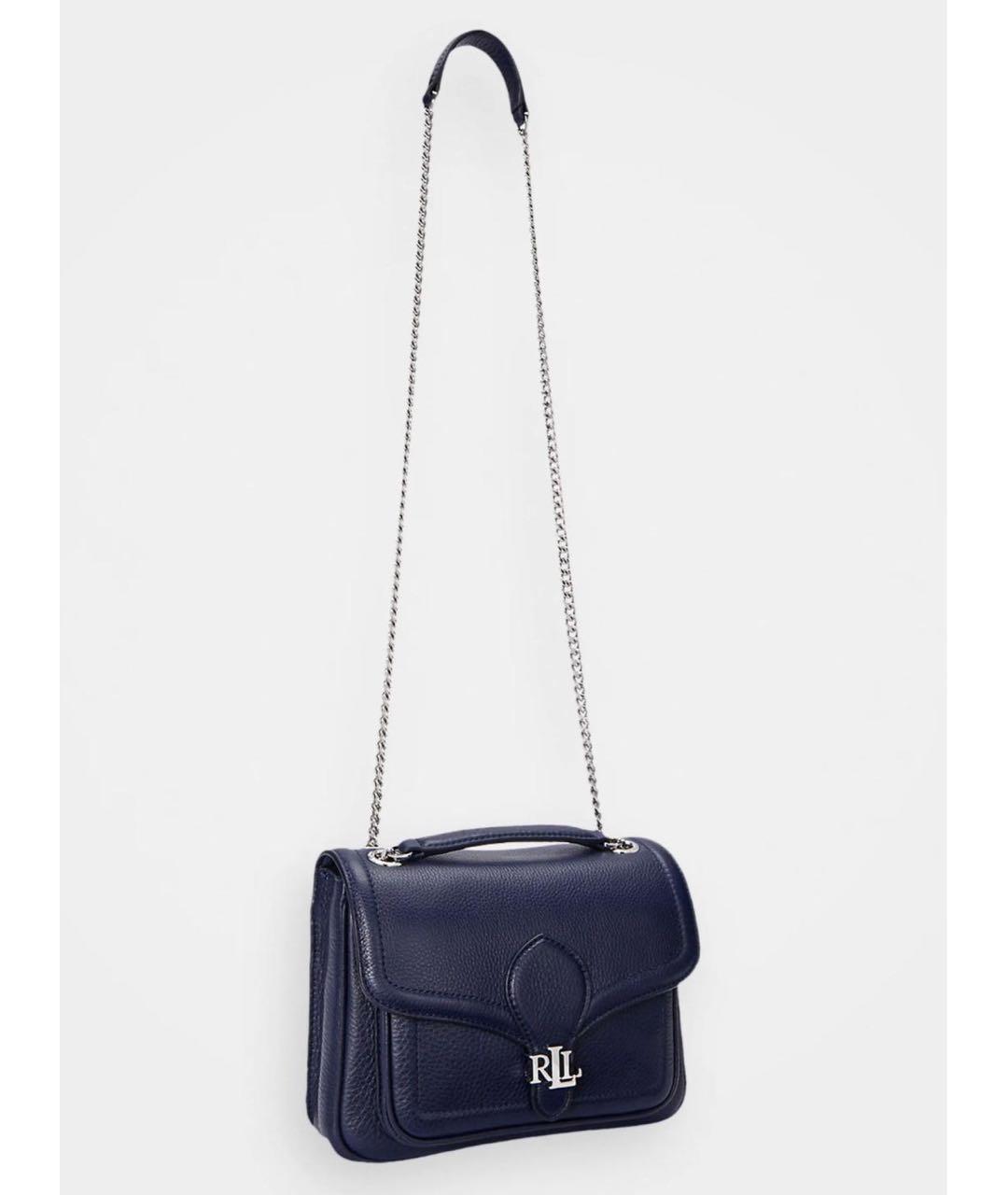 RALPH LAUREN Синяя кожаная сумка на плечо, фото 4