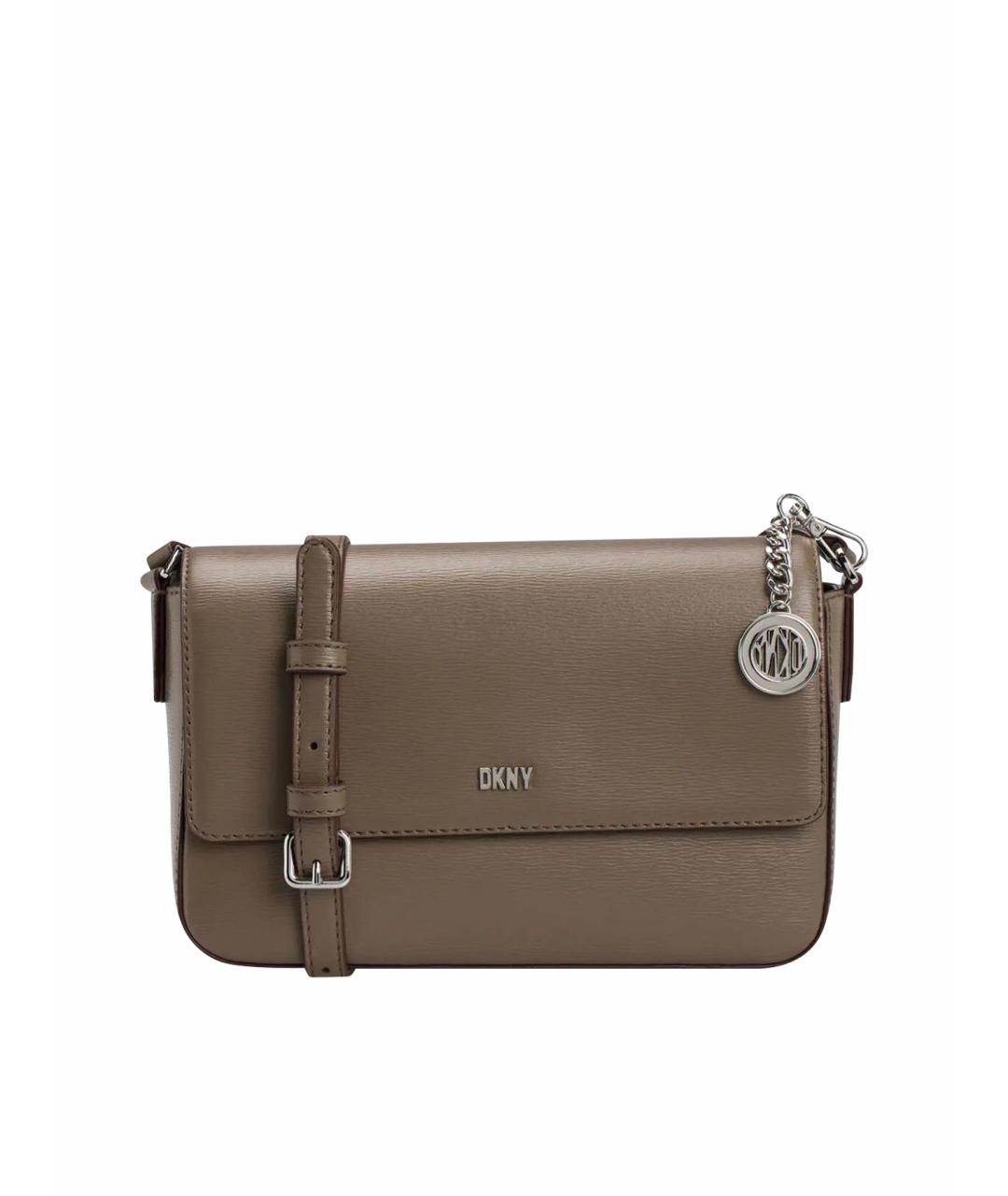 DKNY Коричневая кожаная сумка через плечо, фото 1