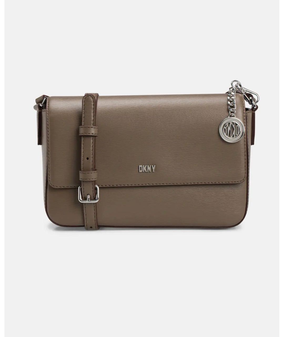 DKNY Коричневая кожаная сумка через плечо, фото 5