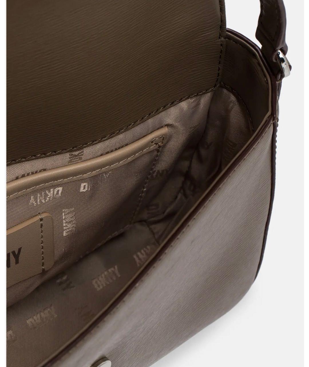 DKNY Коричневая кожаная сумка через плечо, фото 3