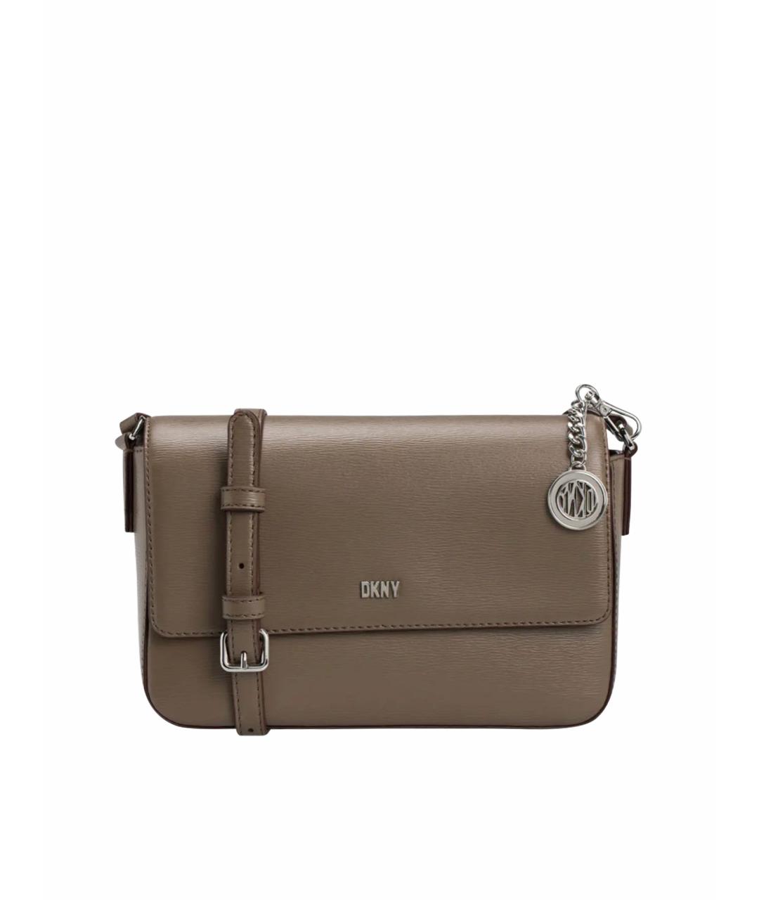 DKNY Коричневая кожаная сумка через плечо, фото 1