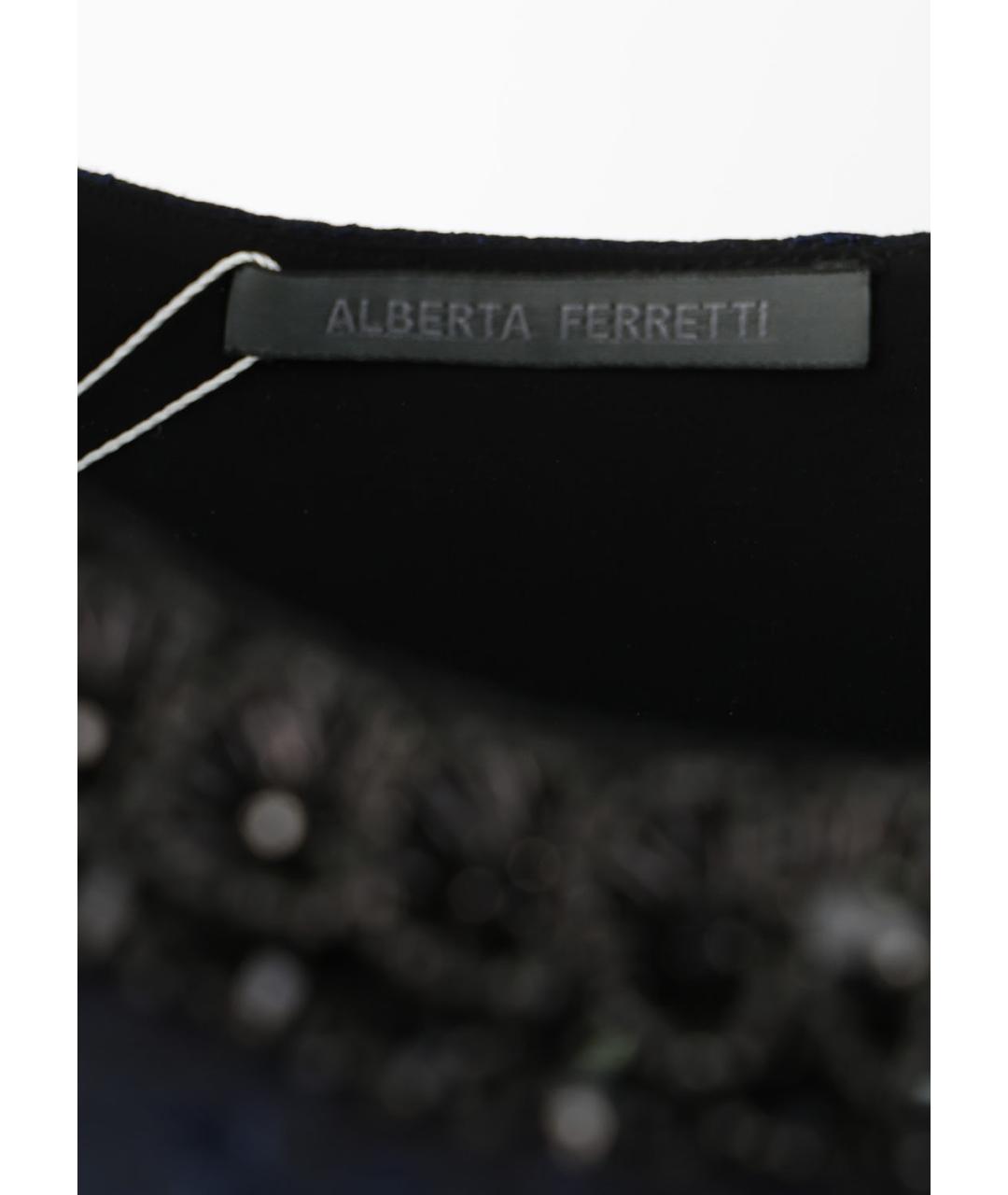 ALBERTA FERRETTI Темно-синее полиэстеровое коктейльное платье, фото 3