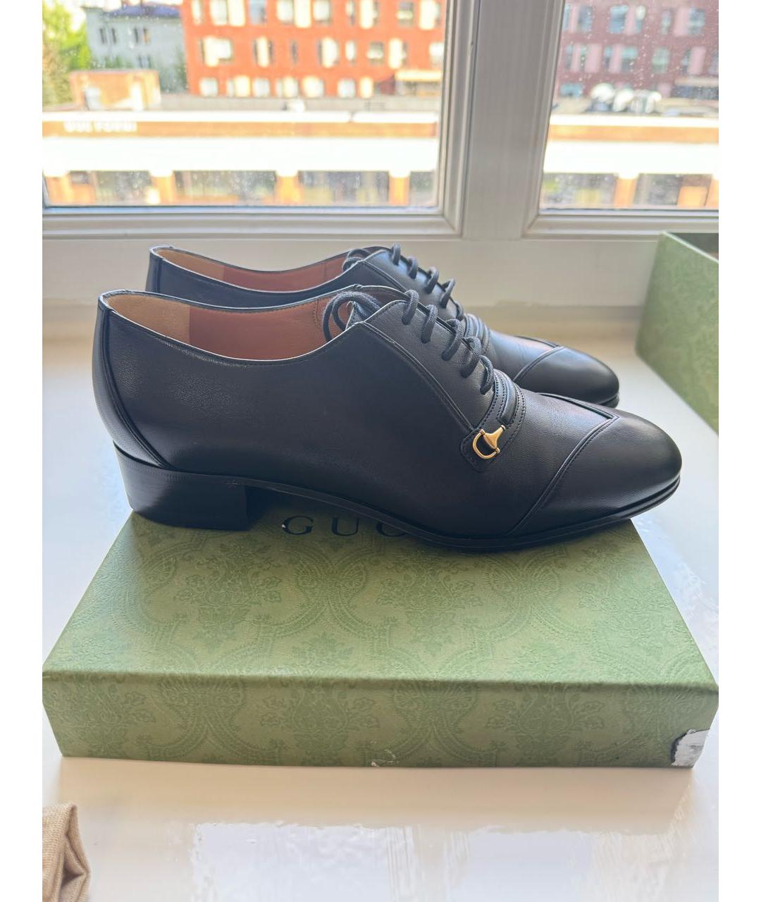 GUCCI Черные кожаные туфли, фото 5