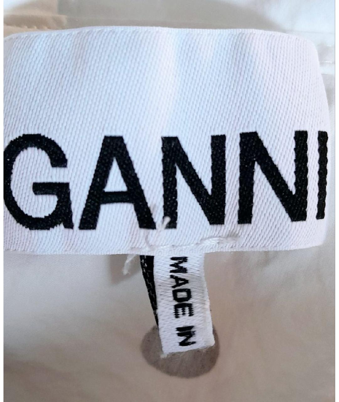 GANNI Белое хлопковое коктейльное платье, фото 3